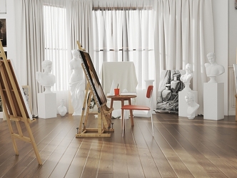 Studio Painting Oil Painting Painter Sketch Painting Space Easel Statue Plaster 3d model