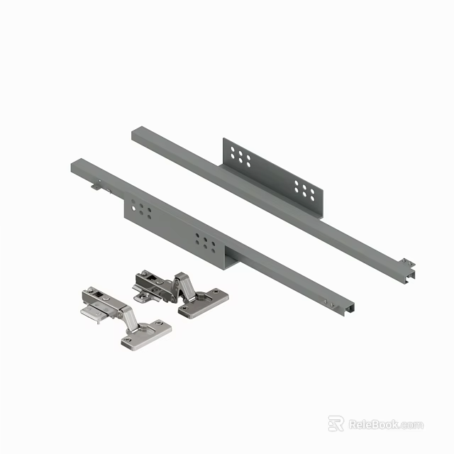 Heavy Duty Metal Drawer Slides and Hinges for Furniture Assembly Parts 3d model 