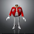 Stylish 3D Geometric Cartoon Character With Red Jacket White Pants And Sunglasses