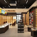 Modern Tobacco and Liquor Store Interior Design With Display Shelves Wines And Tobacco Products