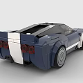 Blue And White Sports Car Model Built With Building Blocks