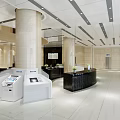 Modern Service Hall Interior With Self Service Terminals And Reception Desk