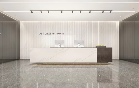 Modern Reception Desk Front Desk 3d model