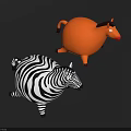 Inflatable Orange Horse and Black White Striped Zebra Decorative Figures