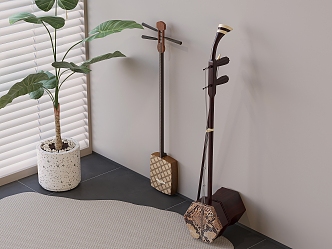 Musical instrument sandalwood erhu 3d model