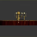 Exquisite Decorative Ornament Set With Circular Wooden Striped Base And Metal Decorations