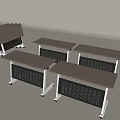 Stackable Modern Office Desks With Wooden Tops White Metal Legs And Black Mesh Design