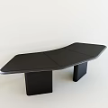 Black Curved Conference Table With Smooth Surface And Rectangular Legs 3d model
