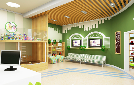 Modern Kindergarten Hall Kindergarten Reception Hall 3d model