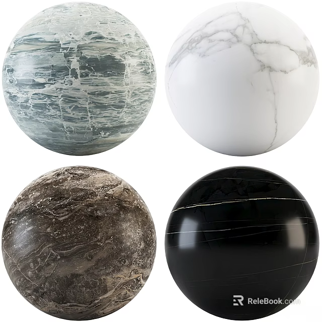 Decorative Spherical Components With Marble Textures And Diverse Color Tones 3d model