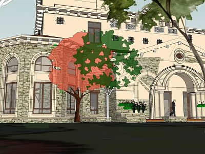 European Hotel Building Large Hotel 3d model