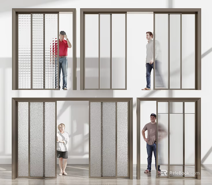 Sliding Doors Featuring Different Glass Styles And Functional Designs For Modern Interiors 3d model