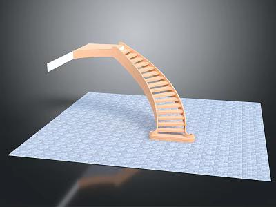 Elegant Modern Curved Wooden Staircase Design With Steps Handrail And Platform 3d model