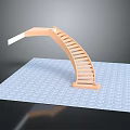 Elegant Modern Curved Wooden Staircase Design With Steps Handrail And Platform