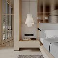 Modern Bedroom Interior Design With Fireplace Cozy Bed And Trees Outside