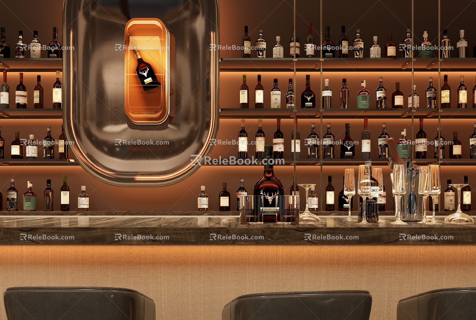 Modern Bar Bar Bar Wine Combination 3d model