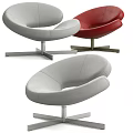 Modern Leisure Chair Design With Gray And Red Leather Upholstery And Metal Cross Base