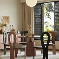 Modern Restaurant Interior With Round Table Various Designed Chairs Vases Decorations Blinds And Green Plants