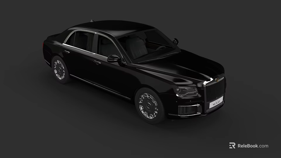Elegant Black Luxury Sedan With Sleek Body Chrome Accents And Premium Wheels 3d model 