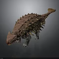 Realistic 3D Ankylosaurus Model With Armored Body Spiked Back and Brown Green Skin