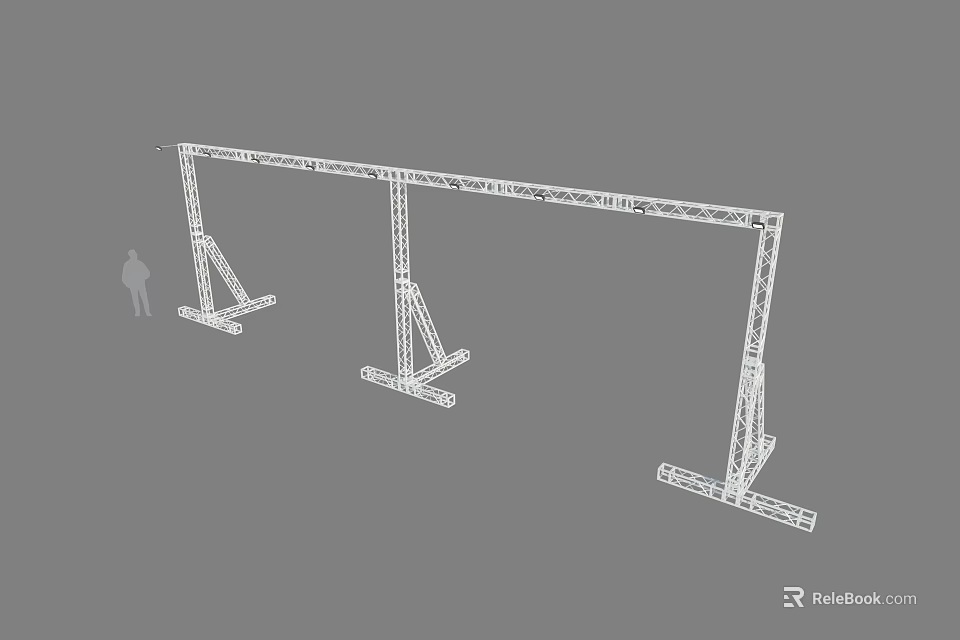 Industrial Equipment Metal Frame Gantry Truss Structure With Human Figure For Scale Reference 3d model 