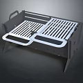Portable Metal Grill With Foldable Frame Double Grates And Handle For Outdoor Cooking