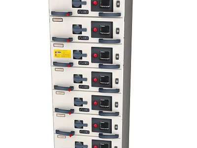 Industrial Control Cabinet With Multiple Modules Digital Displays And Control Buttons 3d model