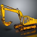 Detailed Yellow Construction Excavator With Caterpillar Tracks Front Bucket And Cab