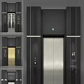 Modern Elevator Design With Metal Panel Gold Accents And Control Indicators 3d model