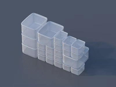 Transparent Plastic Decorative Ornaments Storage Boxes Stackable Set with Home Organizing Design 3d model