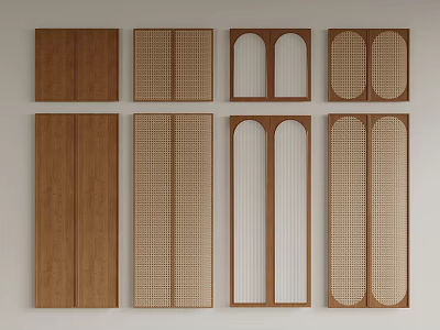 Wardrobe Doors With Various Wooden And Patterned Designs 3d model