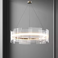 Stylish Modern Circular Chandelier With Transparent Panels And Illuminated Light Strip