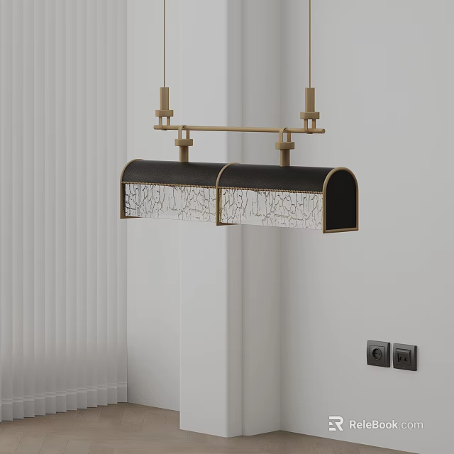Modern Pendant Light With Gold Metal Frame And Black Glass Shade Design For Interior Space 3d model 