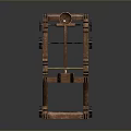 Handcrafted Wooden Catapult Decorative Ornament With Vintage Style Metal Fittings And Wheels