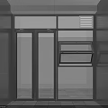 Modern Glass Double Doors Entryway With Gray Wall Exterior And Tile Floor