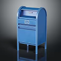 Blue Household Mailbox With Arched Top Envelope Icon Drawer Cabinet Door And Four Legs