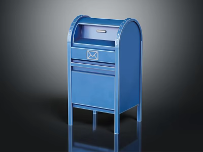 Blue Household Mailbox With Arched Top Envelope Icon Drawer Cabinet Door And Four Legs 3d model