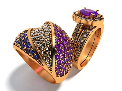 Style Jewelry Diamond Ring Gold Ring Decoration Luxury 3d model