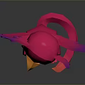 Pink Fantasy Creature With Purple Gradient Wings And Orange Glowing Belly Sitting On Dark Background