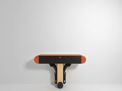 Modern Entryway Console Table With Black Orange Panels And Spherical Base Legs 3d model