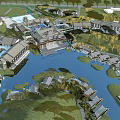 Multiple Boutique Hotel Buildings Surrounded by Waterside Greenery and Scenic Views