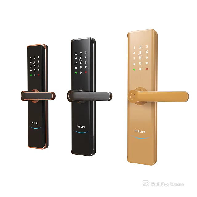 Philips Smart Door Handles With Digital Keypad In Three Colors Gold And Black 3d model 