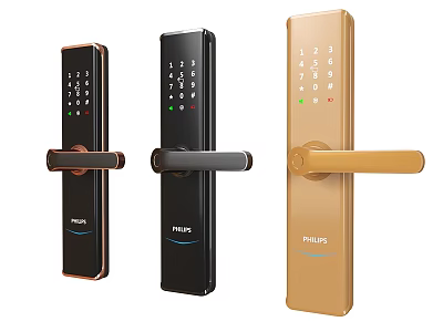 Philips Smart Door Handles With Digital Keypad In Three Colors Gold And Black 3d model