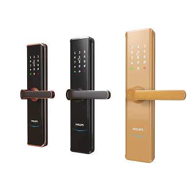 Philips Smart Door Handles With Digital Keypad In Three Colors Gold And Black 3d model