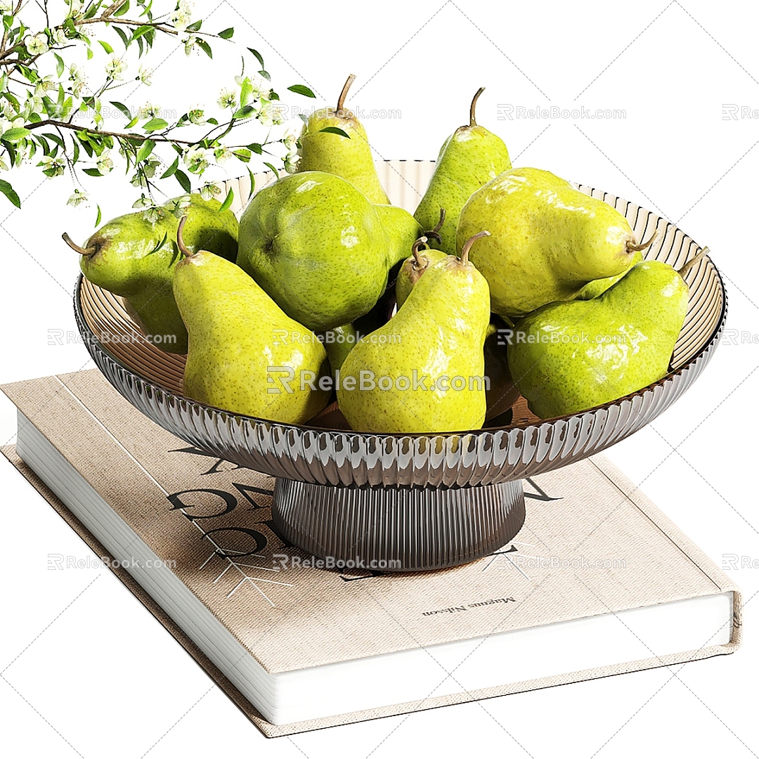 Fruit Plate Fruit Pear Book Ornaments 3d model