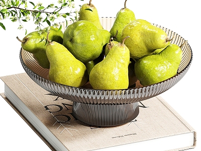 Fruit Plate Fruit Pear Book Ornaments 3d model