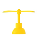 Yellow Plastic Portable Fan With Two Blades And Round Base