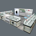 Digital Store Interior With Glass Display Counters Apple Logo Huawei Section And Mobile Phones