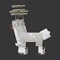 Pixelated Game Character Reindeer With Golden Antlers White Body And Red Nose