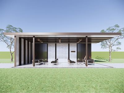 Modern Pavilion Outdoor Living Room 3d model